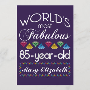 Convites 85.º aniversário Gems Coloridas Mais Fabulosas Rox