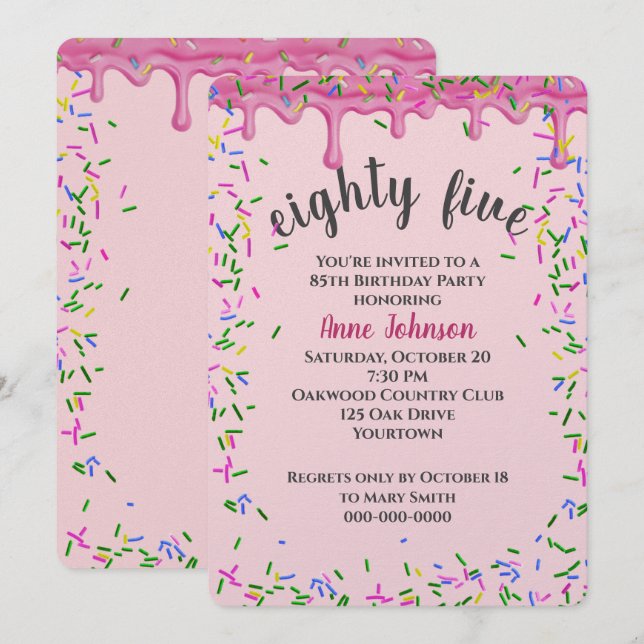 Convites 85.º Aniversário, Grito Rosa E Préguas (Frente/Verso)