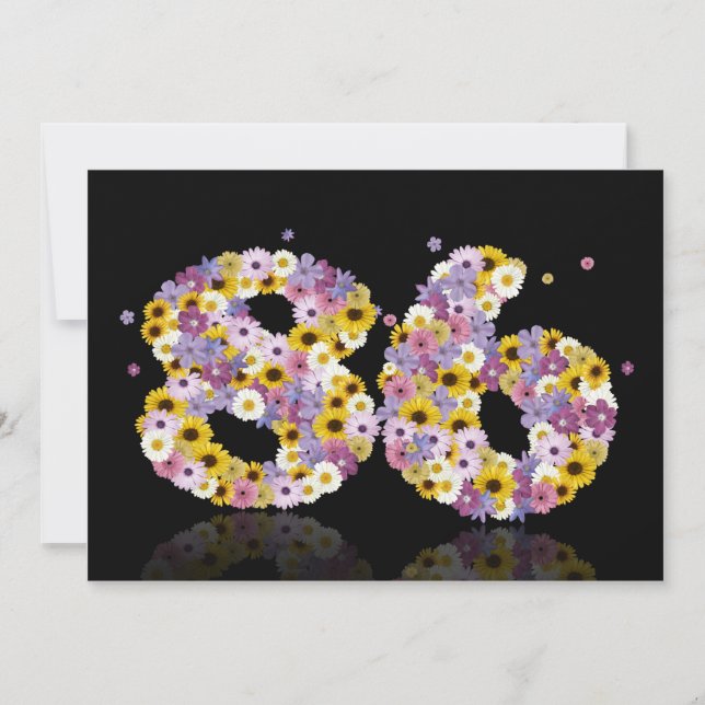 Convites 86.a Festa de aniversário, com letras floridas (Frente)