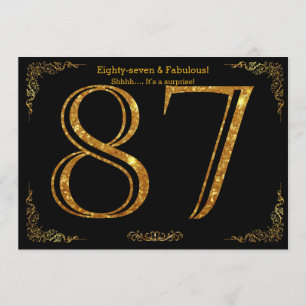 Convites 87.a Festa de aniversário,Gatsby styl,dourado pre