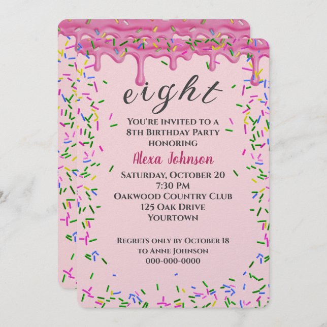 Convites 8.º Aniversário, Grito Rosa E Préguas (Frente/Verso)