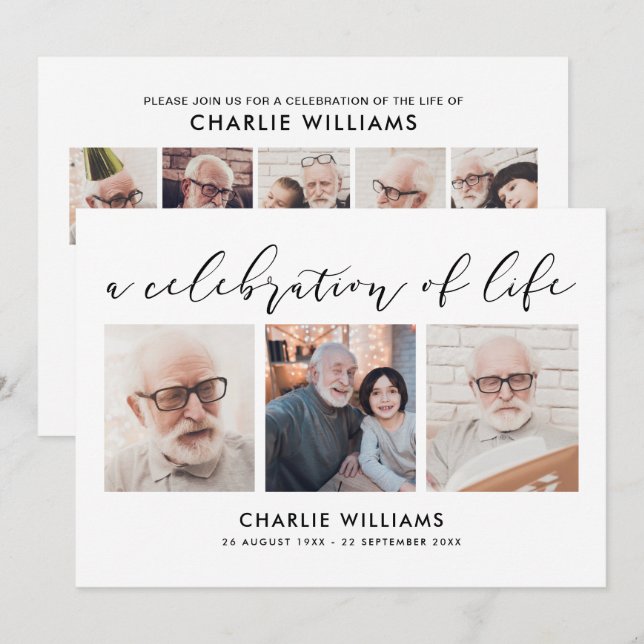 Convites 8-Foto Celebração da Vida/Funeral/Memorial (Frente/Verso)