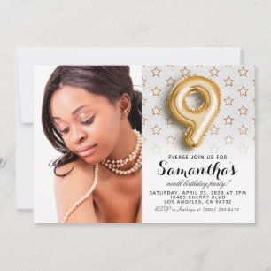 Convites 9º Aniversário - Estrela de Confetti - Retrato