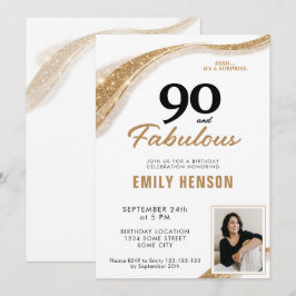 Convites 90 and Fabulous Gold 90th Birthday