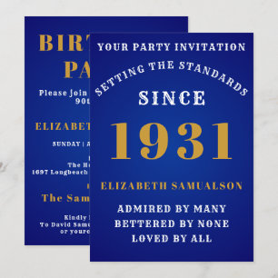 Convites 90 Aniversário De 1931 Amar Seu Nome Azul