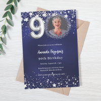 90 aniversário marinho azul estrela prateada