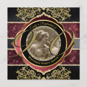 Convites 90 Aniversário Nove-Décima Dourada Foto de Ruby Ge