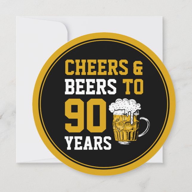 Convites 90 Aniversário Saúde e Cerveja aos 90 anos moderno (Verso)