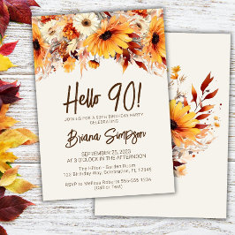 Convites 90 Birthday Beige Fall Floral