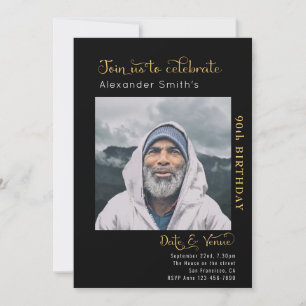 Convites 90 Birthday Black