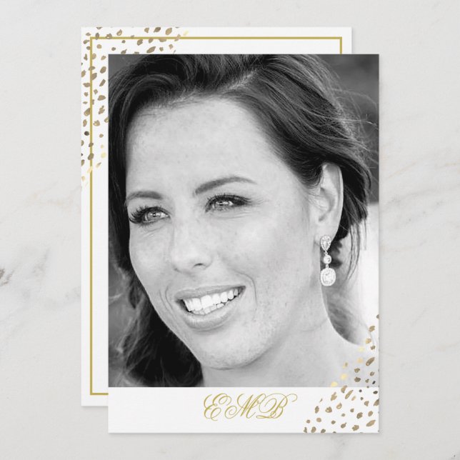 Convites 90 Birthday Black White Photo Dourado Elegant (Frente/Verso)