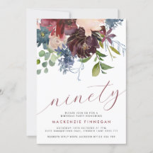 90 Birthday Burgundy & Marinho - Partido Floral