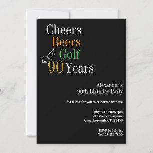 Convites 90 Birthday Golf Cheers Party