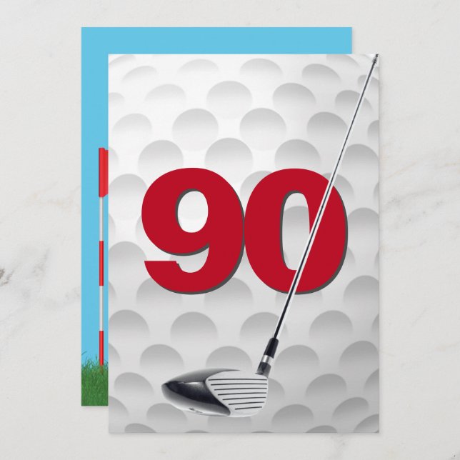 Convites 90 Birthday Golf Theme Party (Frente/Verso)