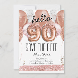 Convites 90 Birthday Pink Glitter Salvar a Data