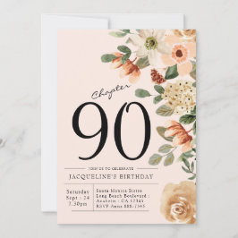 Convites 90 Birthday Vintage Floral