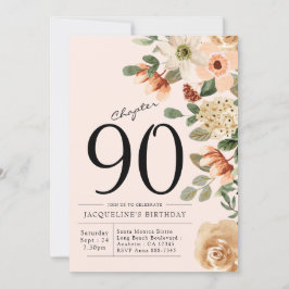 Convites 90 Birthday Vintage Floral