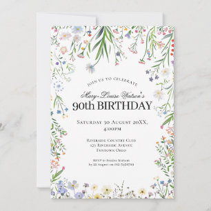 Convites 90 Birthday Wildflower Garden
