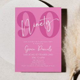 Convites 90 da 9ª Festa de aniversário rosa
