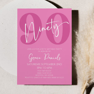 Convites 90 da 9ª Festa de aniversário rosa