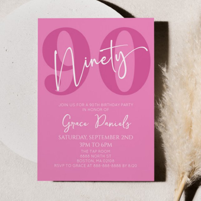 Convites 90 da 9ª Festa de aniversário rosa (Criador carregado)