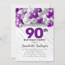 90 de Aniversário do Balão Violeta Roxo
