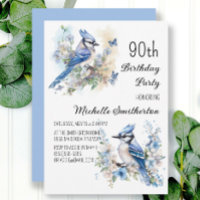 90 de Aniversário do Blue Jay Bird Flowers