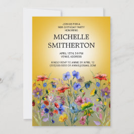 Convites 90 de Aniversário do Red Blue Amarelo