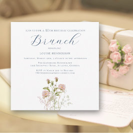 Convites 90 de flor selvagem rosa elegante Brunch de aniver