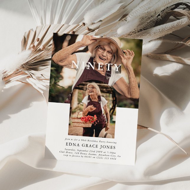 Convites 90 de Foto Mínima de na moda NINETY Aniversário (Criador carregado)