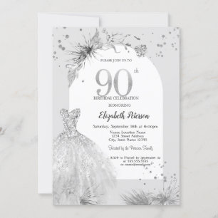 Convites 90 de inverno de Cinza de Vestido Chic Aniversário