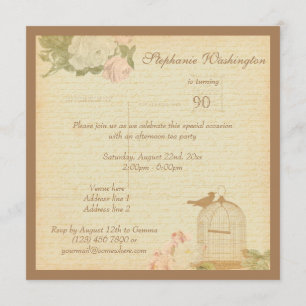 Convites 90 de Rosa de de Gaiola de Aves Vintage