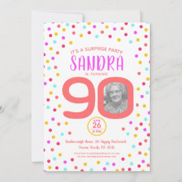 Convites 90 dia de aniversário de foto personalizada de cor