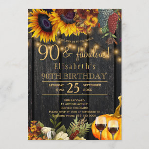 Convites 90 fabulosos anos outono outono colheita rústica