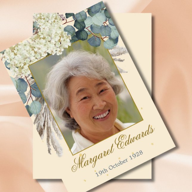 Convites 90 Floral Cream Elegante Foto Dourada Aniversário (Criador carregado)