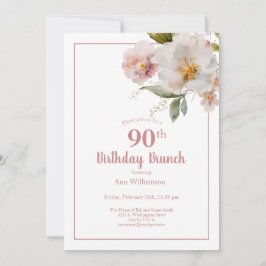 Convites 90 Floral de Cor de Água Rosa Blush Brunthday