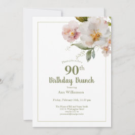 Convites 90 Floral de Cor de Água Rosa Suave - Brunch de An