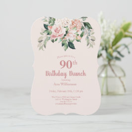 Convites 90 Floral de Cor de Água Rosa Suave - Brunch de An
