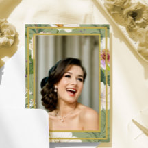 90 Foto: Dourada Floral Elegante Verde Aniversário