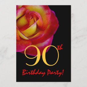 Convites 90 - Modelo de aniversário - Rosa vermelha e amar