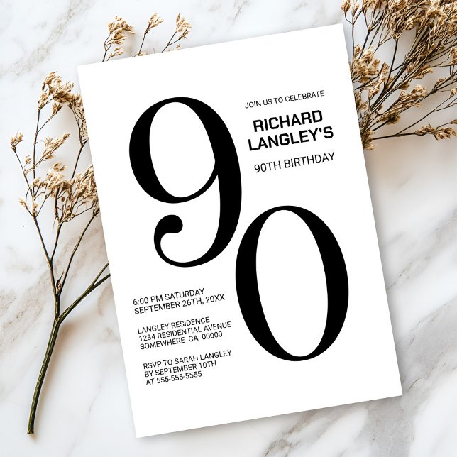 Convites 90 preto e branco moderno (Criador carregado)