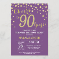 90 Surpresa Aniversário Roxo e Diamante Dourado