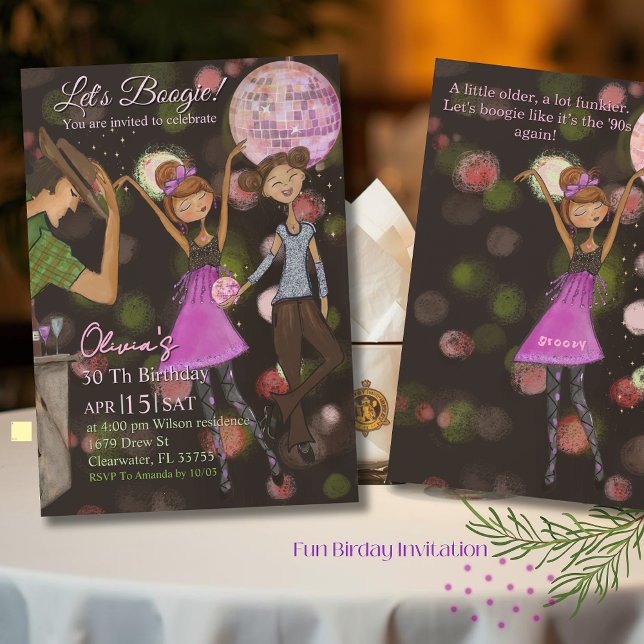 Convites 90s Retro Disco 30th Birthday | Stay Groovy (90s Retro Disco 30th Birthday  Stay Groovy Invitation)