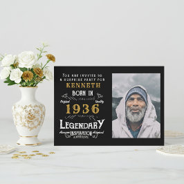 Convites 90th Birthday 1936 Vintage Black Gold Personalized