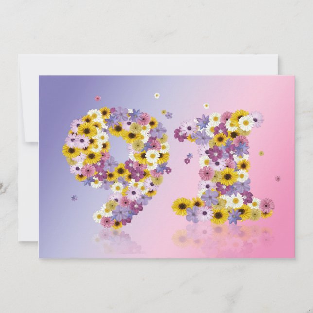 Convites 91 Festa de aniversário de ruas, com letras florid (Frente)