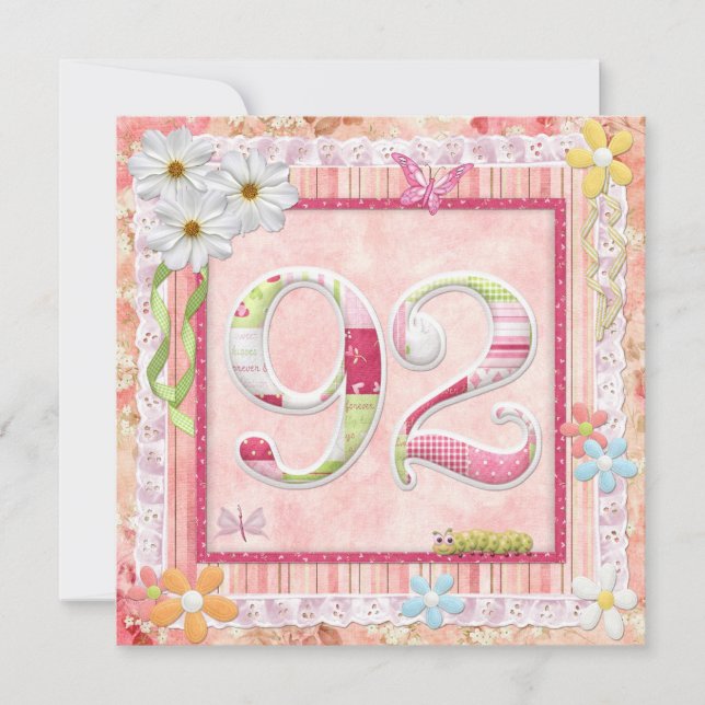 Convites 92º estilo de remoção de festas de aniversário (Frente)