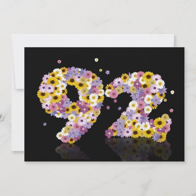 Convites 92nd Festa de aniversário, com letras florescidas (Frente)