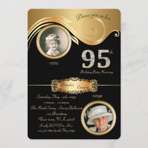 Convites 95º,Homem de aniversário 95º,deco de arte elegante