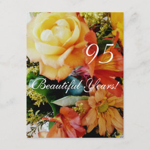 Convites 95 anos bonitos! - Aniversário/buquê rosa amarel