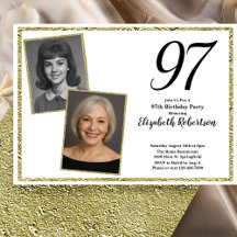 97º Foto Personalizada Branco e Dourado 
